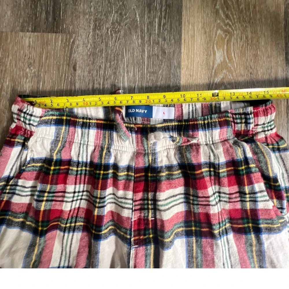 Old Navy Pajama Pants Mens Large Red White‎ Blue Plaid Drawstring Lounge Pockets